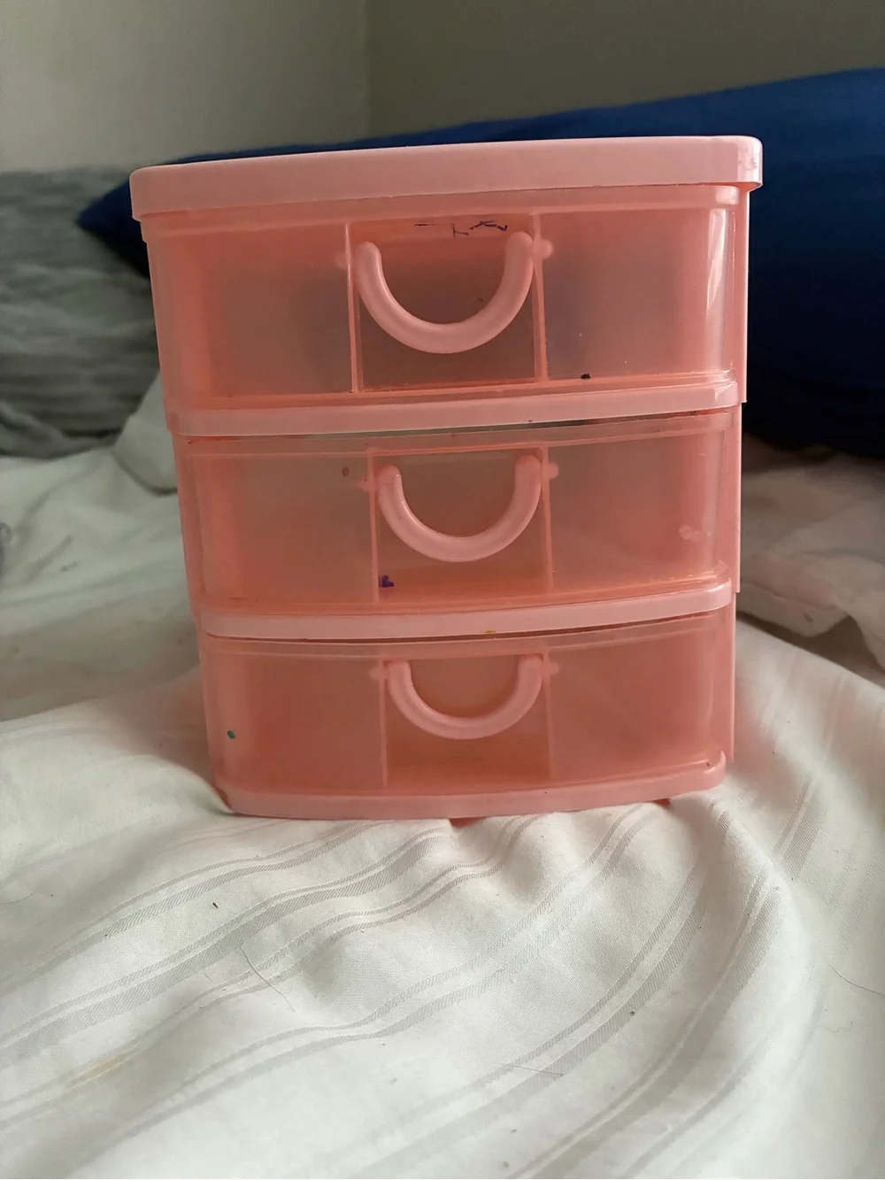 Pink Plastic 3-Drawer Mini Organizer